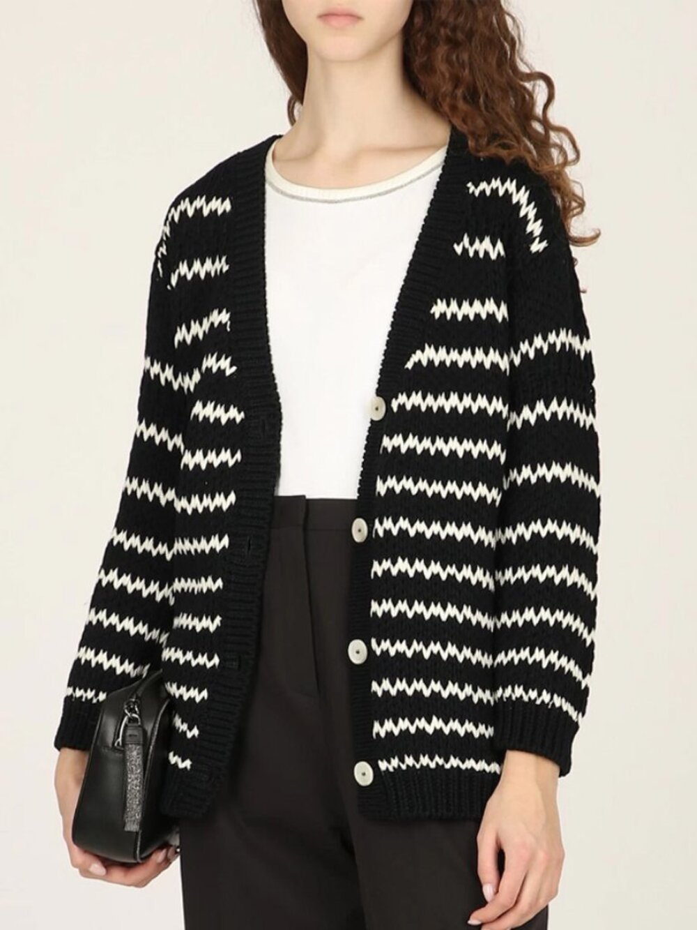 Fabiana Filippi Navy Striped Chunky Cotton Cardigan